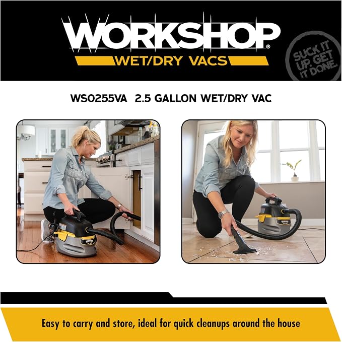 WORKSHOP Wet/Dry Vacs WS0255VA 2.5-Gallon 1.75 Peak HP Shop Vacuum Cleaner