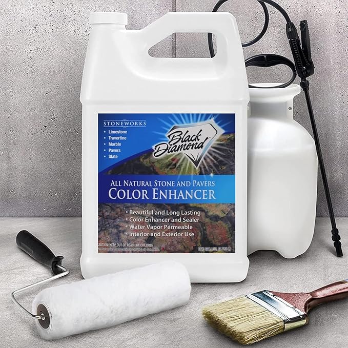 Color Enhancer Sealer for All-Natural Stone and Pavers. Marble, Travertine, Limestone, Granite, Slate, Concrete, Grout, Brick, Block. (4 Gallons)
