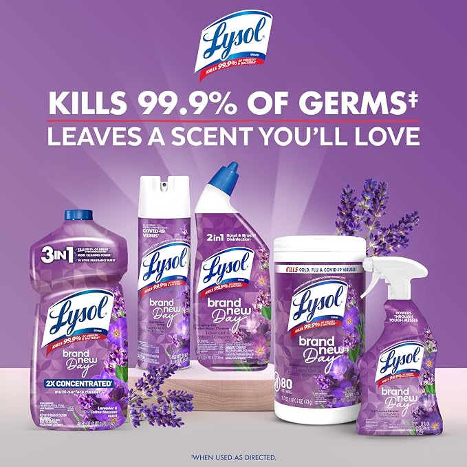 LYSOL Disinfecting Wipes, All Purpose Cleaner, Multi-Surface Antibacterial Cleaning Wipes, Household Cleaning Supplies, Dorm Essentials, Lavender & Cotton Blossom Scent, 80 ct.