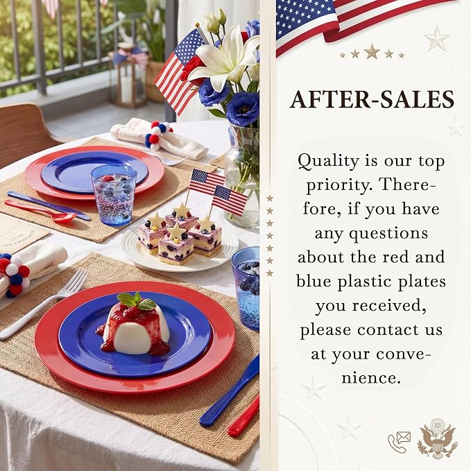 KIRE 150PCS 4th of July Plates & Red White Blue Disposable Plastic Silverware &Clear Blue Cups-American Flag Patriotic Party Supplies for Celebration Activities,Independence Day, Memorial Day