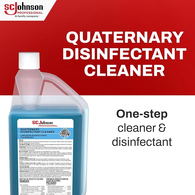 SC Johnson Professional Quaternary Disinfectant Cleaner, Soft Surface Sanitizer, 32 fl. oz. Squeeze and Pour Bottle, 6 Count, for Professional Use Only
