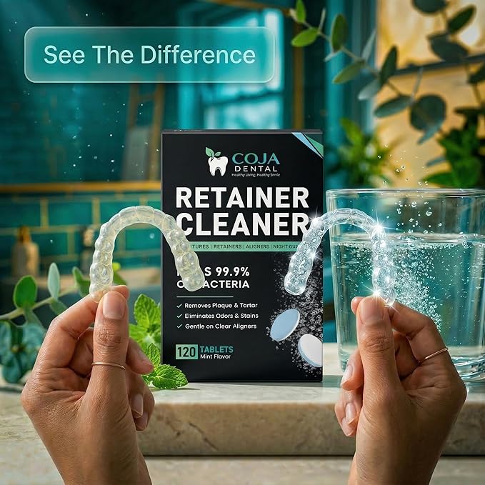 Retainer Cleaner Tablets 120 Count | Retainer Cleaning Tablets for Clear Aligners, Mouthguard & Night Guard | Aligner Cleaner | Dental Cleaner Tablets | Fresh Mint Flavor