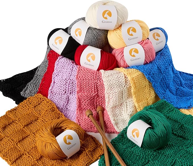6 Balls Merino Wool Yarn, 12-Ply Luxurious and Soft Yarn for Hand Knitting & Crocheting, 1.76 OZ/50g, 120 yds/110 Meters(Red,6Balls)