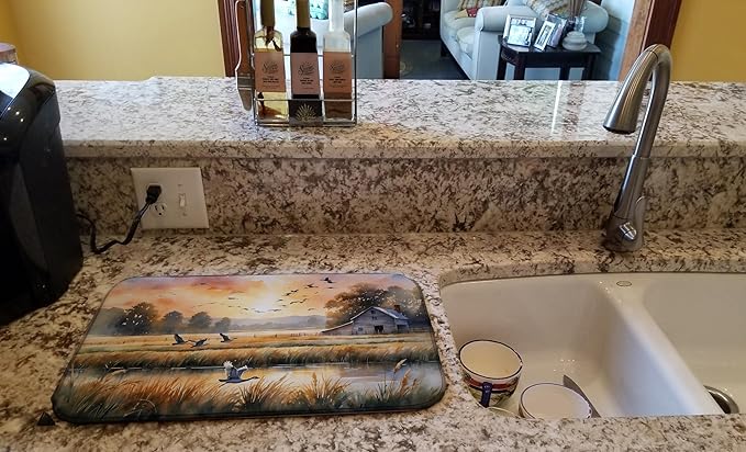 Caroline's Treasures Geese in Flight Dish Drying Mat Absorbent Dish Drying Mat Pad for Kitchen Counter Dish Drainer Mat for Countertop, 14 x 21", Multicolor