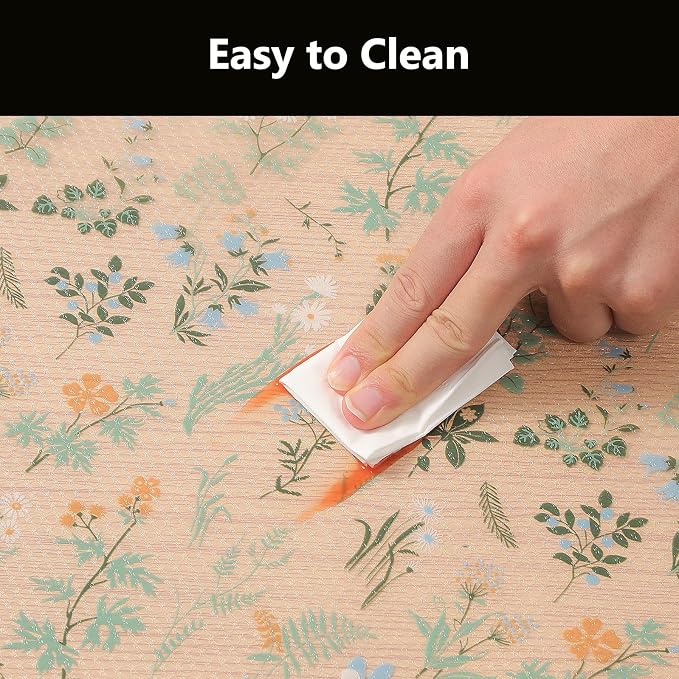 INNOLITES Shelf Liners for Kitchen Cabinets – Drawer Liner Waterproof & Oil-Proof, Non-Adhesive EVA with Floral Pattern – Durable Washable, Easy to Cut (Sage Green, 17.5" x 197")