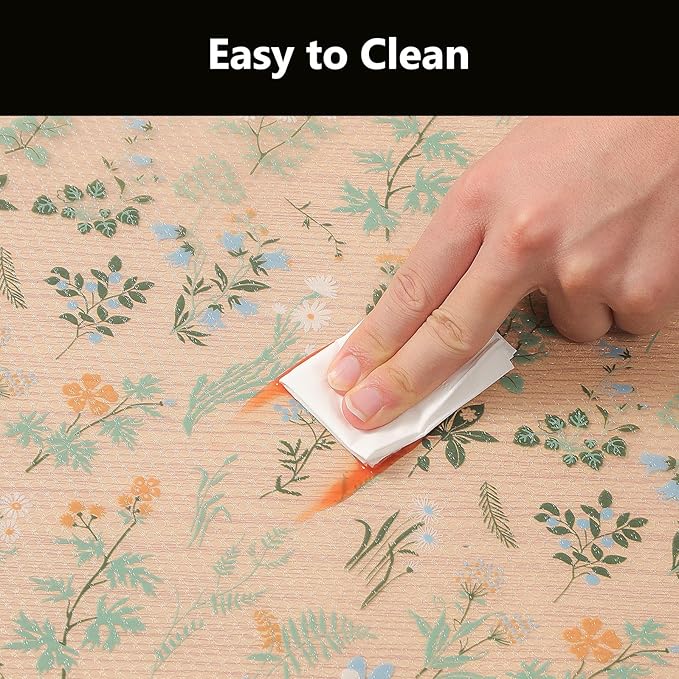 INNOLITES Shelf Liners for Kitchen Cabinets – Drawer Liner Waterproof & Oil-Proof, Non-Adhesive EVA with Floral Pattern – Durable Washable, Easy to Cut (Sage Green, 23.6" x 360")