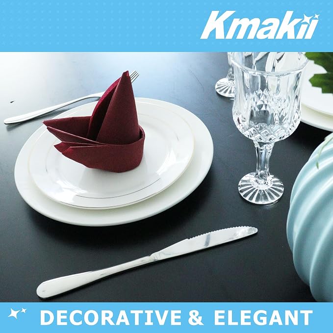 KMAKII Burgundy Disposable Dinner Napkins Linen-Feel Colored Paper Napkins Premium Cloth Like Napkins Ideal For Restaurant, Events, Weddings&Party,50 Pcs 16 x 16 inches