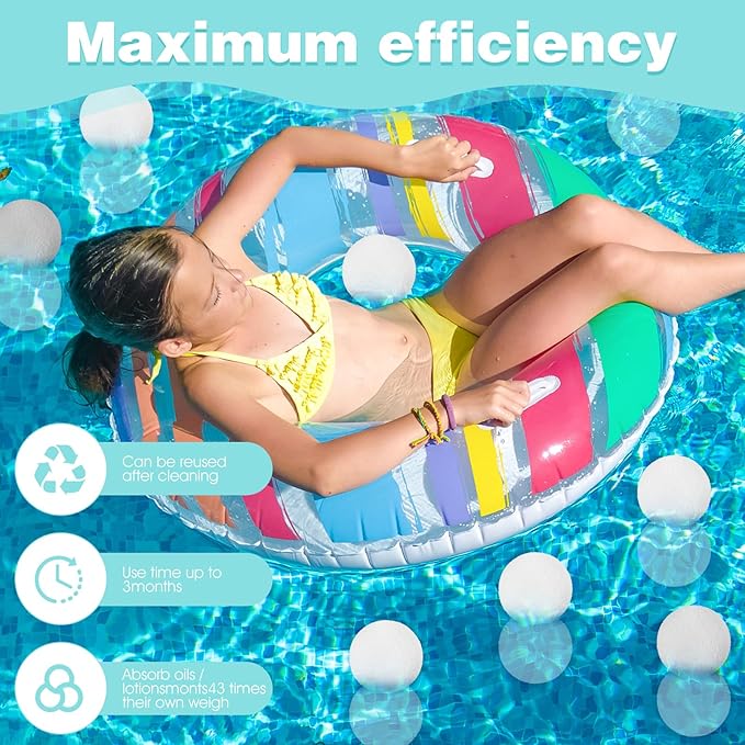 12 Pcs 3 Inch Hot Tub Scum Absorber Ball Reusable Pool Sponge Oil Scum Absorber for Pool Spas Keep Water Clean Floating Removal Filter