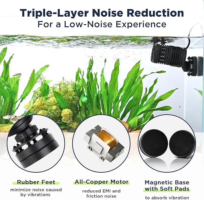 hygger 1585GPH Aquarium Wave Maker, Submersible Circulation Pump with Magnetic Mount for 40-80 Gallon Fish Tanks, Dual Powerhead for Freshwater & Saltwater