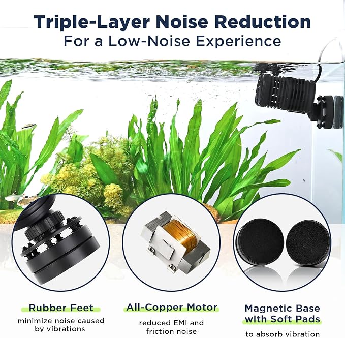 hygger 2114GPH Aquarium Wave Maker, Submersible Circulation Pump with Magnetic Mount for 60-150 Gallon Fish Tanks, Dual Powerhead for Freshwater & Saltwater