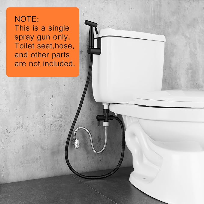 Matte Black Bidet Sprayer Head Only, Stainless Steel Handheld Toilet Sprayer Replacement with G1/2 Connector, Adjustable Pressure for Cloth Diaper, Pet Shower, Bathroom Cleaning