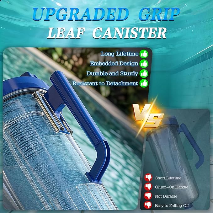 Upgraded Grip W530 Large Capacity Leaf Canister with Mesh Bag, Pool Vacuum Leaf Canister Compatible with Hayward Pool and Spa Cleaners Replacement for W530 Series Heavy Duty Inline Leaf Catcher