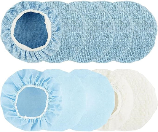 10Pcs Car Polishing Bonnet Buffing Pad Microfiber Woollen Buffing Pad for 9 to 10 inch car Polisher Wax Wash Buffer
