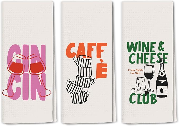 Italian Kitchen Towels Set 3, Italian Kitchen Decor, Bar Towels for Kitchen Bartender, Retro Dish Towels for Hand Towels for Kitchen, Aesthetic Kitchen Decor, 16x24 Inch