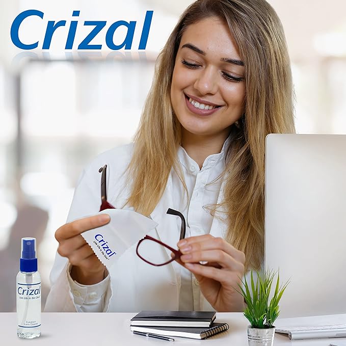 Crizal Eyeglass Lens Cleaning Kit – 1 Pack (2oz Spray + Microfiber Cloth) – Designed & Tested for AR-Coated Lenses – Complete Lens Care System