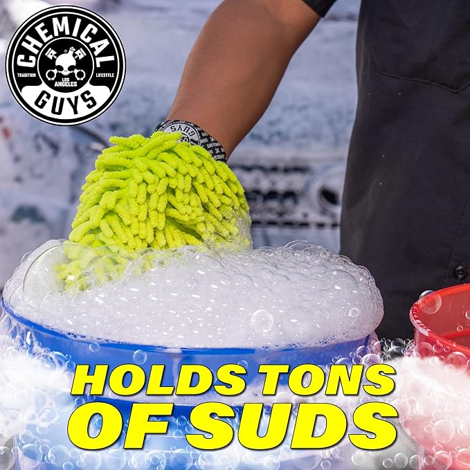 Chemical Guys Chenille Premium Scratch-Free Microfiber Wash Mitt for Car Washing,Lime Green,Ultra-Soft Car Wash Gloves,Swirl-Free Finish,Safe for Trucks,SUVs,Motorcycles,and More,(Pack of 24)