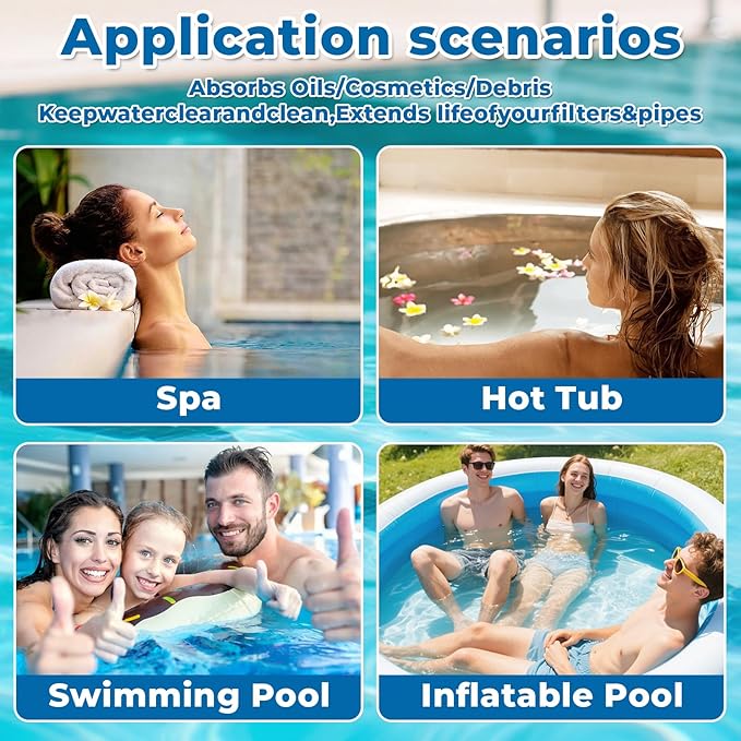 2 Pack Hot Tub Scum Absorber, Reusable Hot Tub Floating Sponge Absorber Cleaner, Hot Tub Accessories Absorb Oil & Dirt to Keep Your Hot Tub Water Clean and Clear