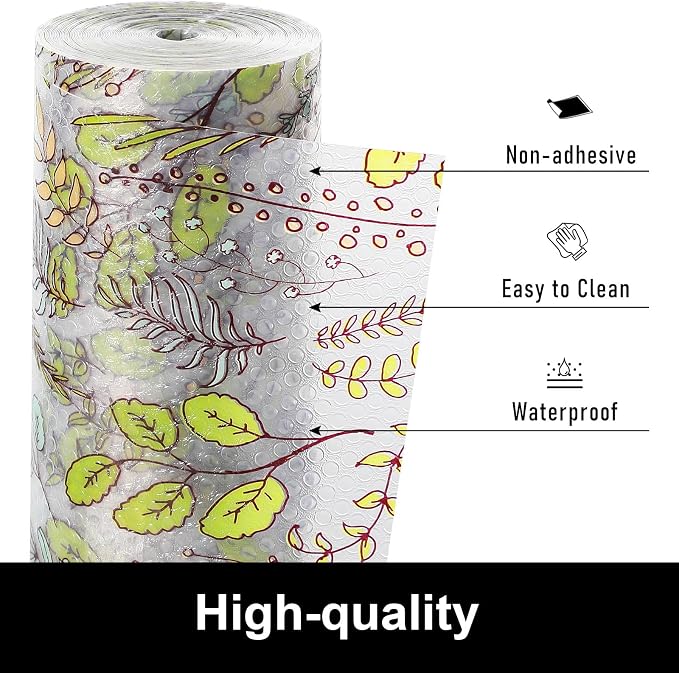 Cooyes Shelf Liners for Kitchen Cabinets, Refrigerator Liners Waterproof & Oil-Proof Kitchen Cupboard Liner Drawer Mats EVA Material Non Adhesive Fridge Liner for Shelves