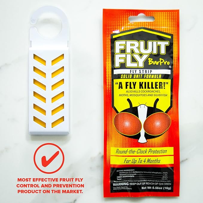 Fruit Fly BarPro – Vapor-Activated Insect Control Strip – Better Than Fruit Fly Traps – Kills Flies, Gnats, Roaches, Mosquitoes, and More – Odorless, 4 Month Protection