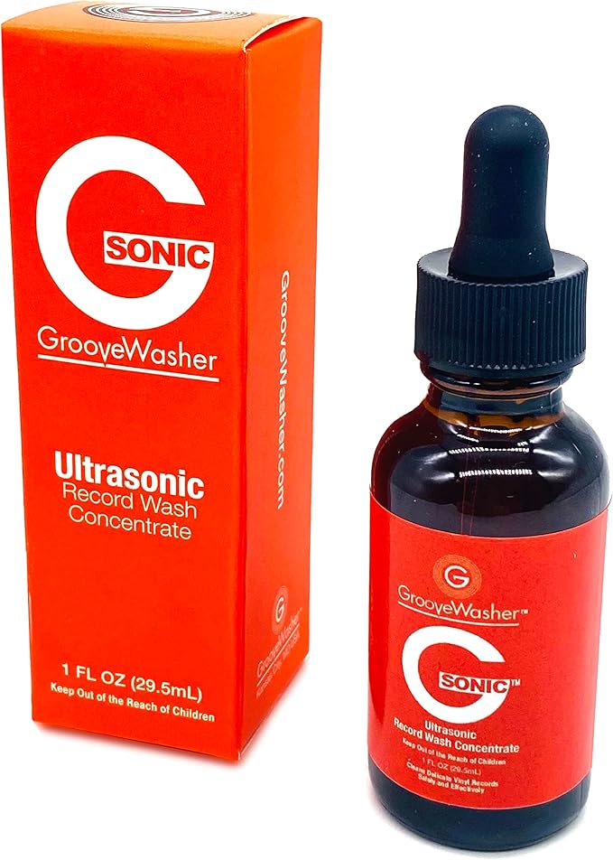 GrooveWasher G-Sonic Ultrasonic Record Wash Concentrate – Professional Cleaner for Vinyl Records, Compatible with Record Cleaning Machines, Safe Groove Penetrating Cleaner for Delicate Vinyl Records
