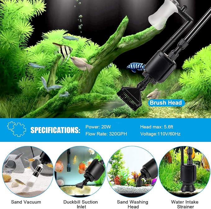 AQQA Aquarium Magnetic Cleaner Brush & Aquarium Gravel Cleaner