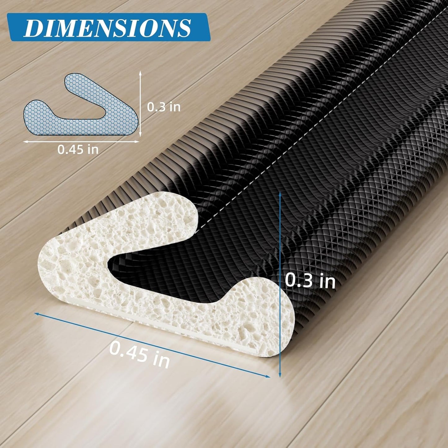 V-Shaped Weather Stripping Door Seal, 19.7FT Draft Stopper for Doors/Windows, Gaps, Dustproof, Soundproof & Thermal Insulating, Noise-Reducing, Light-Blocking Door Gap Filler