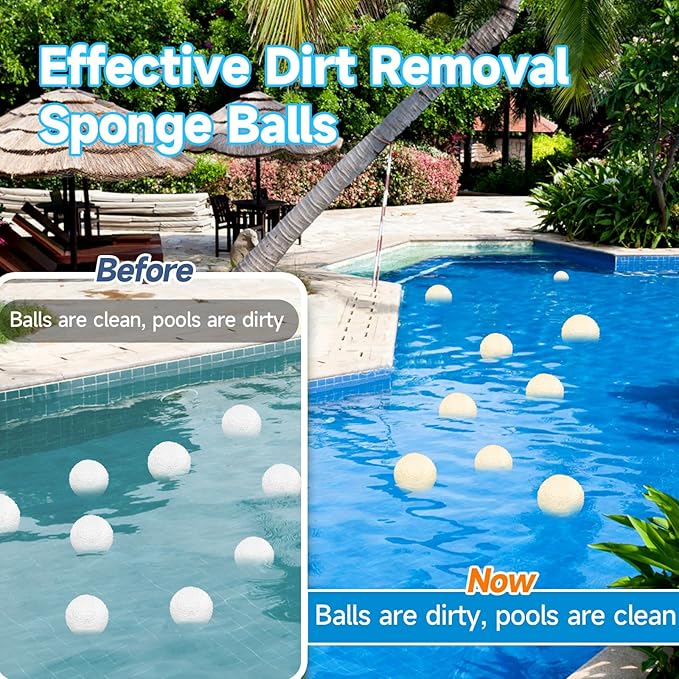 8 Pack Scum for Spas Hot Tub & Pool - Reusable Hot Tub Scum Absorber Washable Floating Pool Oil Absorber Sponge Scum Removal Cleaner Balls for Pool & Bathtub Removes Scum, Oils, Lotions