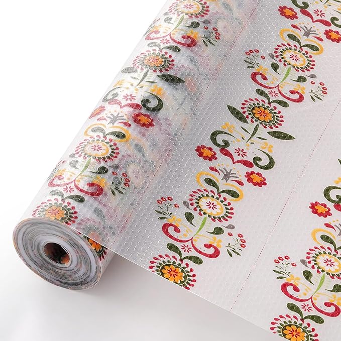 Cooyes Shelf Liner – Non-Slip Cabinet & Drawer Liner for Kitchen – Non-Adhesive Waterproof Shelf Paper with Modern Pattern – Durable EVA Cabinet Mat – Easy to Cut (Sunflower,17.5" W x 78.7" L)