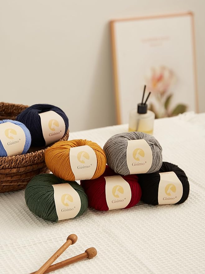 100% Merino Wool Yarn, 6-Ply Luxurious and Soft Yarn for Hand Knitting & Crocheting, 1.76 OZ/50g, 127 yds/116 Meters (Navy Blue, 3 Balls)