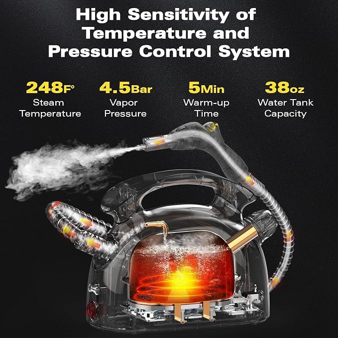 Waitbird Handheld Steam Cleaner, 4.5 Bar High Pressure 248°F Fast Heating Steam Cleaner with 21-Piece Accessories, Chemical Free Multi-Purpose Steamer for Floors, Tile, Grout & Kitchen Grease