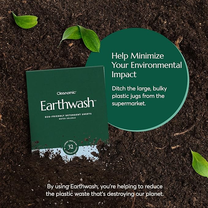 earthwash Laundry Sheets, Ocean Breeze (32 Loads), The Perfect Hypoallergenic Plastic Free Detergent Strips, Ideal for TravelHome. Biodegradable-Easy Dissolve, True Eco-Wash, 32 Count (Pack of 1)