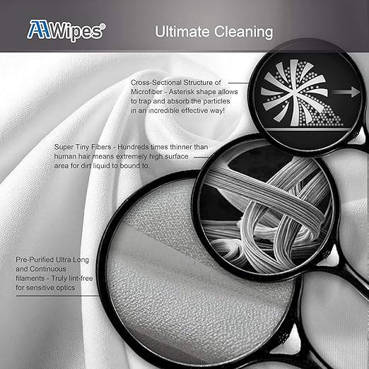 AAwipes Cleanroom Microfiber Wipes Knitted Superfine 6"x6" (100 Counts/Bag, 180gsm, Polyester-Polyamide) Lint Free Cloths for Fiber Optics, Ultrasonic Sealed Edge, Class 100 Cloths (MC18006)