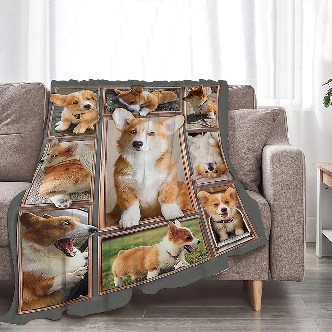 jerkboo Corgi Blanket Throws Corgi Gifts Cute Corgi Dog Throw Blanket for Girls Women Kids Adults Soft Warm Cozy Fleece Blanket for Couch Sofa Bed 50""x40""