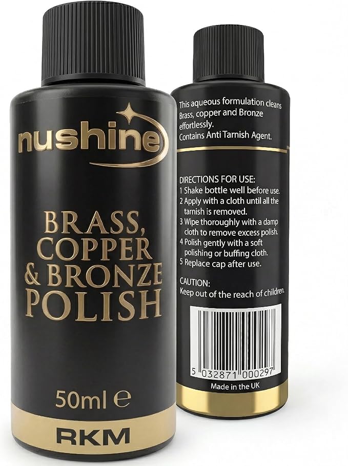 Nushine Brass, Copper & Bronze Polish 1.7 Oz - Ecofriendly, Solvent Free & Contains Anti Tarnish Agent to delay Future Tarnish