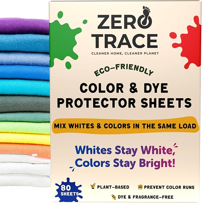 Zero Trace Fragrance Free Laundry Sheets with Color Catcher and Dryer Wool Balls Bundle