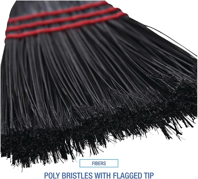 Boardwalk BWK951BP Flag Tipped Poly Bristle 37 in. - 38 in. Length Lobby Broom - Natural/Black (1 Dozen)