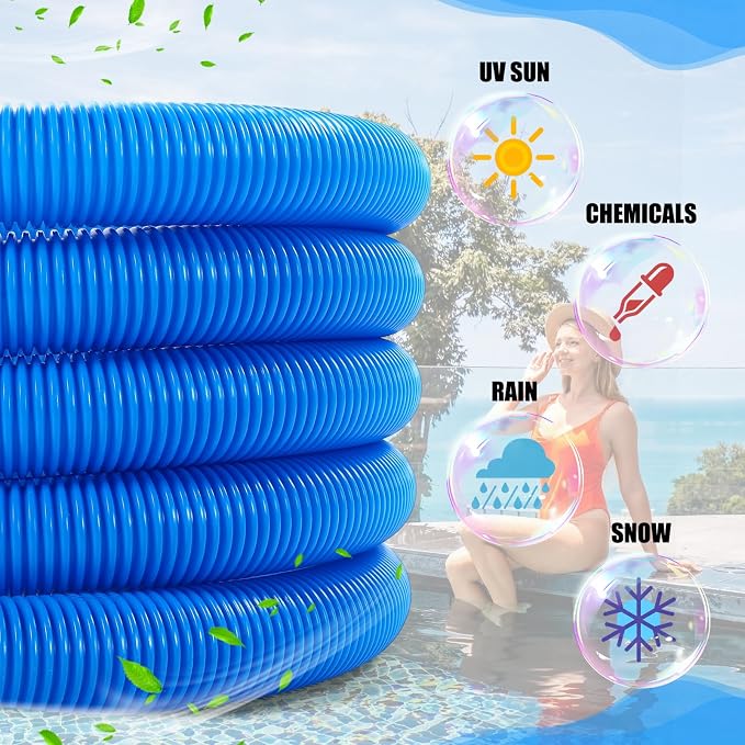 2 Pcs Pool Cleaning Vacuum Kits include 11.8" Swimming Pool Vacuum Head with Flexible Wheels and 1-1/2" x 18 FT Hoses for Inground Above Ground Pond Cleaning, Pole Not Included(Round Corner)
