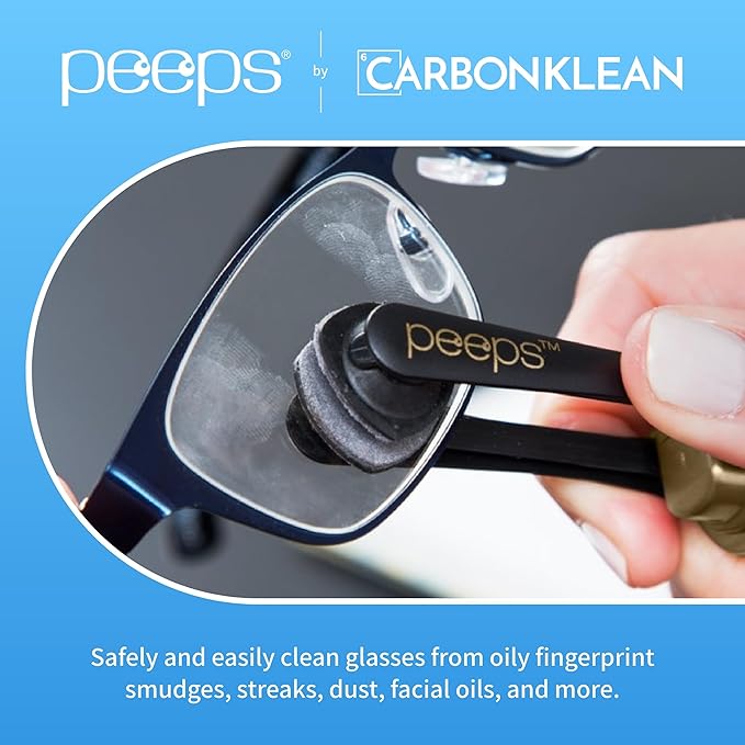 Peeps Glasses Cleaner - for Eyeglasses, Reading Glasses, and More - Lens Cleaner with Carbon Microfiber Tech-Electroplated Silver-2 Count (Pack of 1)