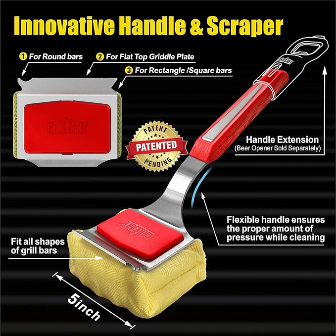 GRILLART Grill Brush Bristle Free. [SteamWizards], Includes 1 Full Grill Brush and 1 Replaceable Cleaning Head (Bundle)
