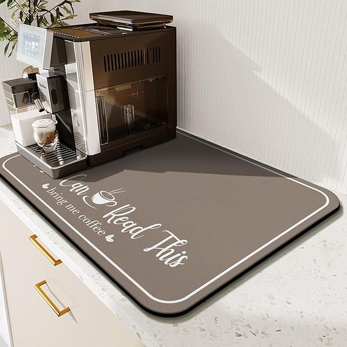 Coffee Bar Mat for Countertops 19inx12in,Absorbent Hide Stain Anti-Slip Cafe Bar Accessories Fit Under Coffee Machine Mat,dish drying mats for kitchen