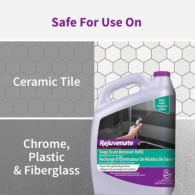 Rejuvenate Soap Scum Remover Refill Easily Dissolves Soap Scum Without Scrubbing, 1 Gallon (Pack of 2)