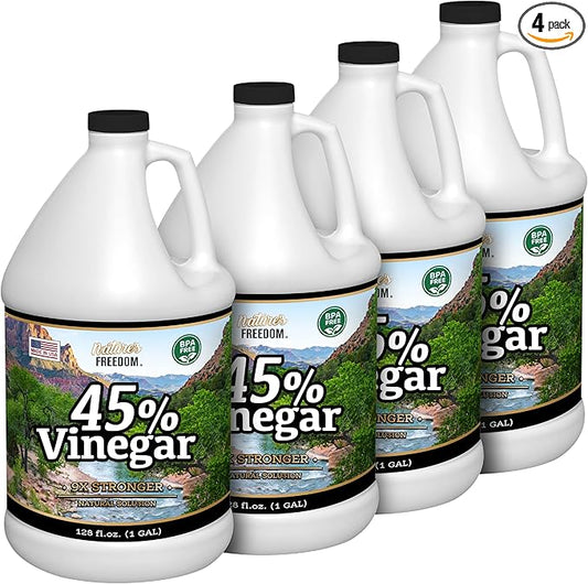 Nature's Freedom 45% Concentrated Vinegar, 4 Gallons - Dilutes to 36 Gallons - 9x Strength Multi-Purpose Solution