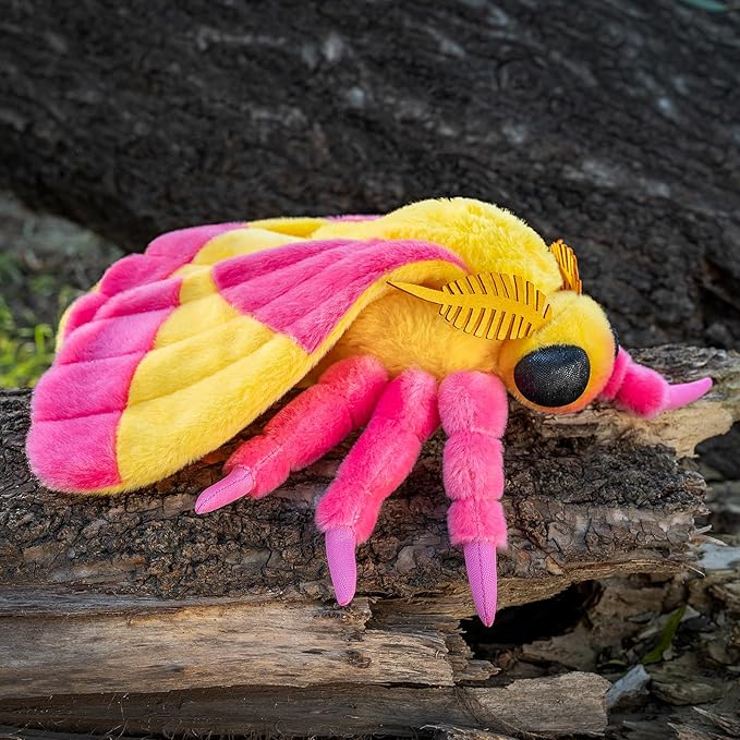 Large Rosy Maple Moth Plush Toy - Lifelike Rosy Maple Moth Stuffed Animals 16in, Realistic Soft Big Wings Moth Toys, Simulation Butterfly Plushie Model Toy, Unique Plush Collection for Kids