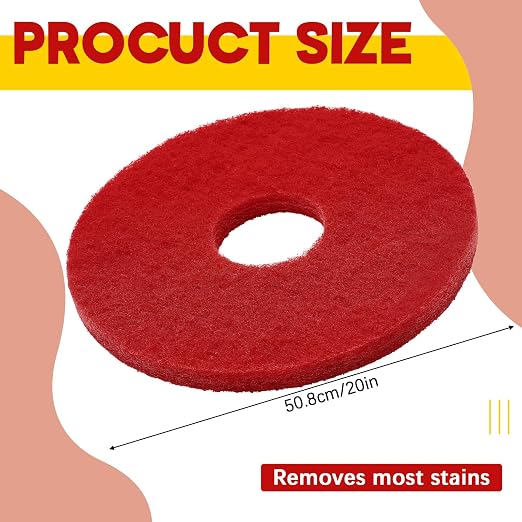 Teenyyou 2 Pcs 20" Red Scrubbing Pads Commercial Cleaning Orbiter Pads-Maintenance Non Woven for Floor Buffer Machine