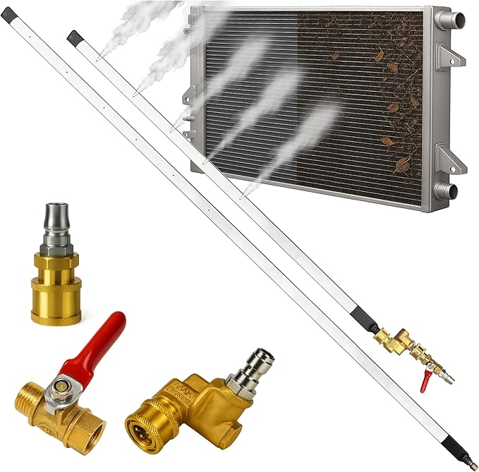 Radiator Cleaning Wand Set 47” & 24” – Ultra Slim Radiator Cleaning Tool Kit with 1/4" Quick Connect, Stainless Steel Radiator Washer Wand for Car Truck Tractor AC Condenser
