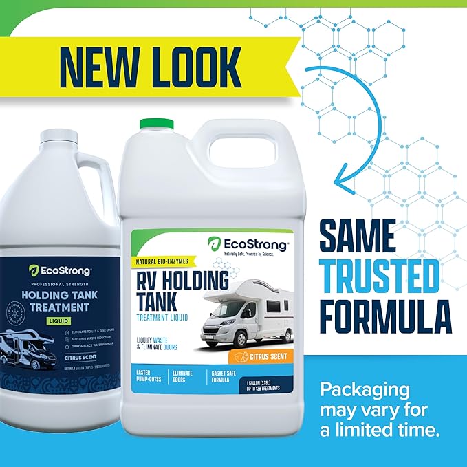 Eco Strong RV Toilet Treatment | RV Black Tank Treatment | RV Holding Tank Digestor, Odor Eliminator, and Cleaner | Perfect for Campers, RVs, Boats, 128 Treatments, Citrus