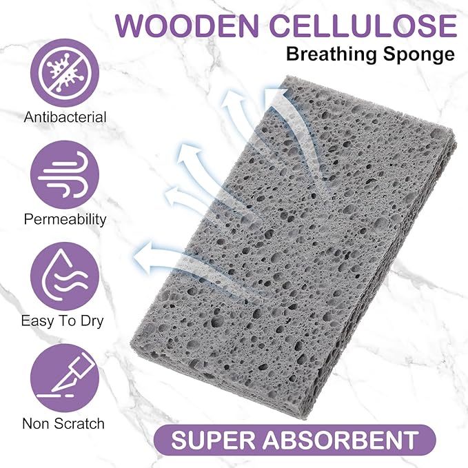 Zhengmy 504 Pieces Sponges Bulk Sponges Kitchen Compressed Sponge Natural Dish Sponge Compressed Wood Pulp Cleaning Without Scratching for Kitchen Bathroom, 3.9 x 2.4 x 0.12 Inch (Multicolor)