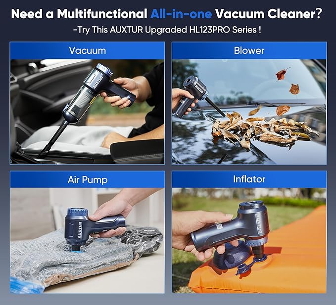 Car Vacuum Cordless, 3 in 1 Handheld Vacuum with Brushless Motor in 14000PA Powerful Suction, Mini Vacuum Cleaner with One-Touch Empty&2 Washable Filters, Portable Air Duster for Home, Desktop