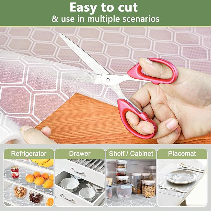Shelf Liner, Refrigerator Shelves Mat, Drawer Liners for Kitchen Cabinets, Bathroom Non Adhesive Cupboard Liners Waterproof Fridge Liner Roll - Clear 17.5"×78.7"