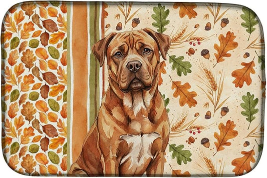 Caroline's Treasures Mahogany Dogue de Bordeaux Heirloom Fall Dish Drying Mat Absorbent Dish Drying Mat Pad for Kitchen Counter Dish Drainer Mat for Countertop, 14 x 21", Multicolor